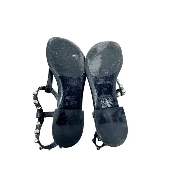Balenciaga Paris Moto Stud Ankle T Strap thong Sandals Black Leather size 37 7 - Picture 10 of 13